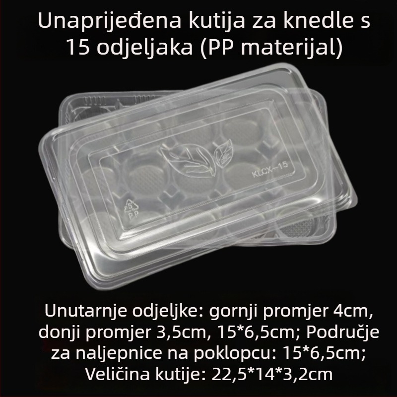 Jednokratna kutija za wontone, s 12/15/20 odjeljaka, debela, posuda za hranu od PP, mikrovalna kompatibilna
