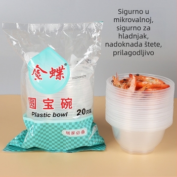 Jednokratne plastične zdjele, kapacitet 360 ml, paket od 20 komada, okruglog oblika, tisk logotipa, mogućnost prilagodbe