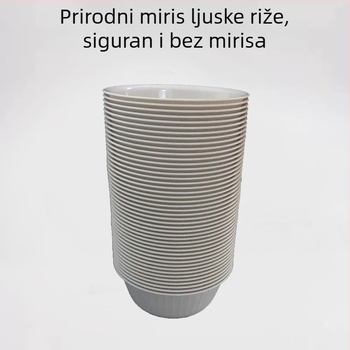 Jednokratna zdjela od rižine ljuske, 360 ml, bijela, ekološka i biološki razgradiva.