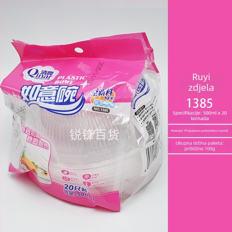 Jednokratna plastična zdjela, okruglog oblika, kapacitet 500 ml