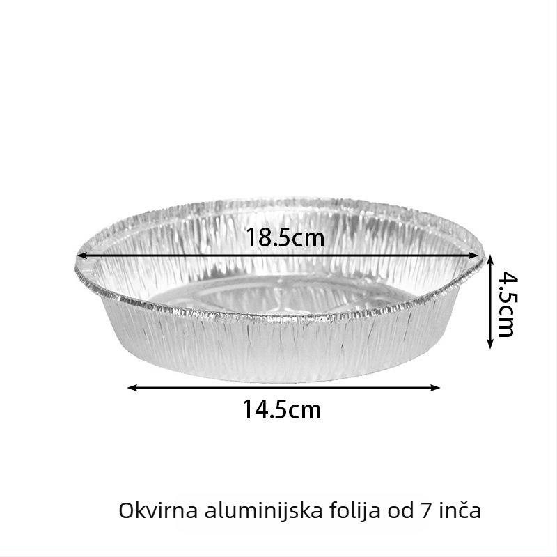 Jednokratna kružna posuda od aluminijske folije za fritezu na zrak i pećnicu, kvaliteta hrane, debljina 0,05, prilagodljivo preradu