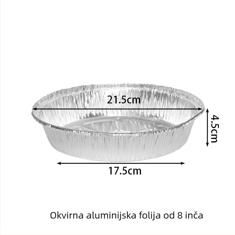 Jednokratna kružna posuda od aluminijske folije za fritezu na zrak i pećnicu, kvaliteta hrane, debljina 0,05, prilagodljivo preradu
