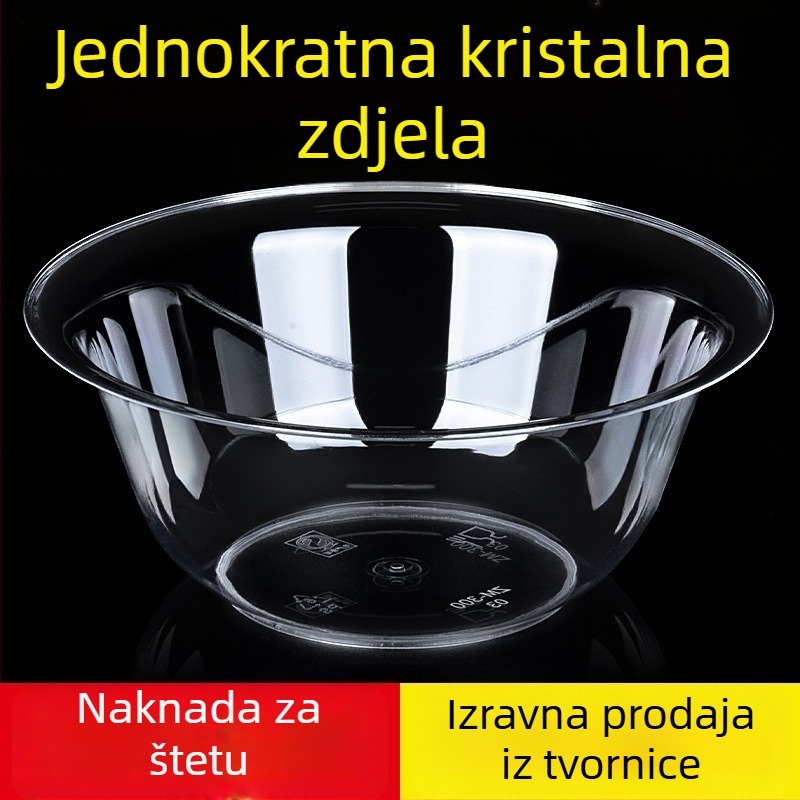 Jednokratna okrugla plastična zdjela, kapacitet 300-400 ml, pakiranje 50 komada, domaće porijeklo