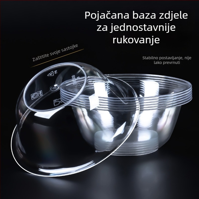 Jednokratna okrugla plastična zdjela, kapacitet 300-400 ml, pakiranje 50 komada, domaće porijeklo