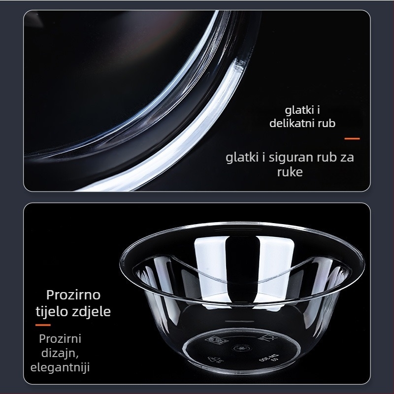 Jednokratna okrugla plastična zdjela, kapacitet 300-400 ml, pakiranje 50 komada, domaće porijeklo