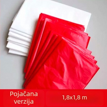 Jednokratni plastični stolnjak kvadratnog oblika s svečanim uzorkom, debeli materijal, mogućnost prilagodbe, pogodan za vjenčanja.