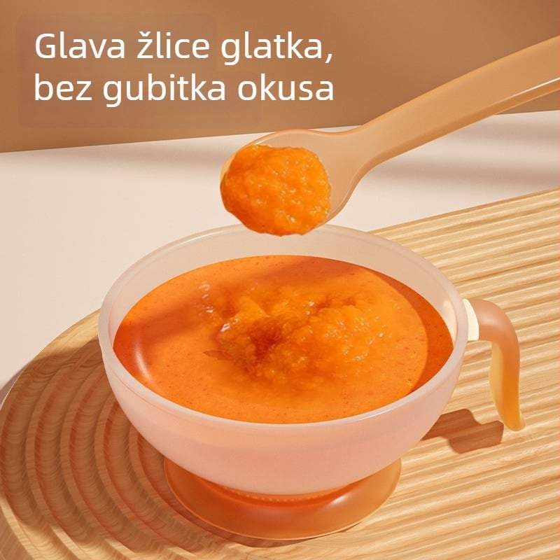 Set posuđa za hranjenje beba: zdjelica za hranjenje i žlica, od ekološki prihvatljivog PP-a, za djecu od 6 mjeseci i starije, 2-dijelni set.