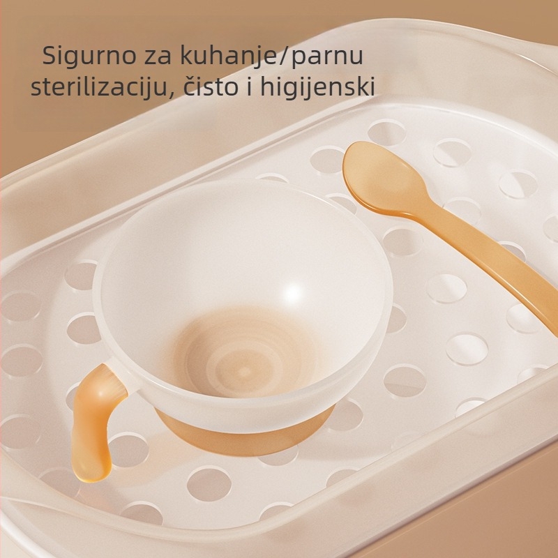 Set posuđa za hranjenje beba: zdjelica za hranjenje i žlica, od ekološki prihvatljivog PP-a, za djecu od 6 mjeseci i starije, 2-dijelni set.