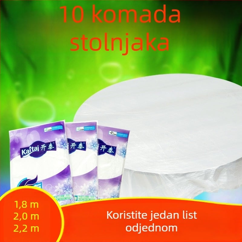 Deset jednokratnih stolnjaka za okrugli stol, od debelog plastičnog filma, crvene prozirne