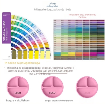 Dječji silikonski tanjur s usisnom podlogom — silikon za hranu, otporan na visoke temperature, tanjur s odjeljcima