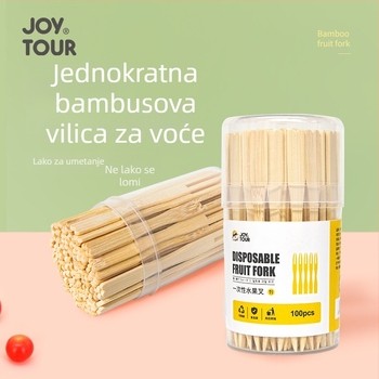 Jednokratna bambusova vilica za voće – moderni minimalistički stil, MOSO bambus, za odrasle, JOYTOUR