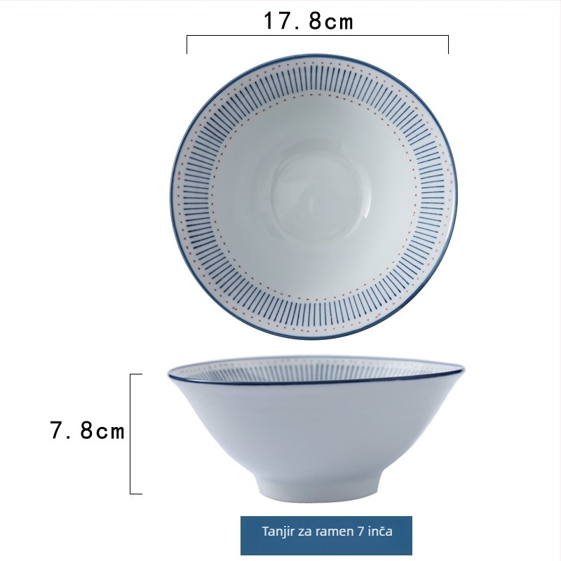 Keramički set posuđa u japanskom stilu, prugasti uzorak, ispod glazure, pogodan za mikrovalnu