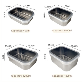 Kutija za čuvanje svježine od 316L nehrđajućeg čelika, pravokutnog oblika, mikrotalasna sigurna, kapacitet 1–2 L, jednodijelna, bez električne energije