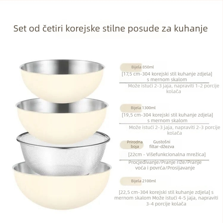 Posuda od 316 nehrđajućeg čelika, hrani klasa, s mjernom skalom, kuhinjski marinacijski spremnik, zdjela za sirovo meso i tijesto