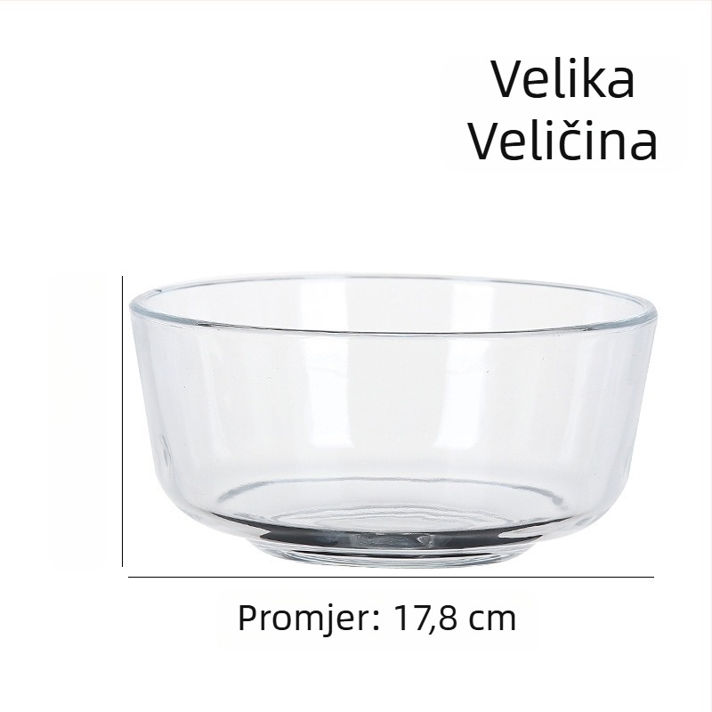 Set posuda od otpornog stakla za juhu i rezance, visoko borosilikatno staklo, mikrovalna sigurno, okrugli oblik