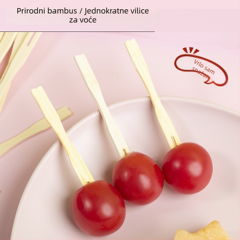 Nuoxian vilica za voće od bambusa – moderni minimalistički stil, otisak logotipa, mogućnost prilagodbe