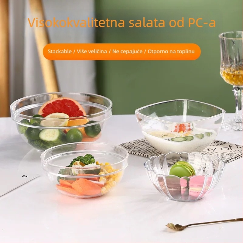 Akrilna zdjela za salatu, okrugla, za restorane, nije mikrovalna