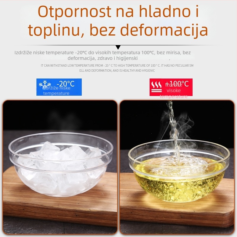 Akrilna zdjela za salatu, okrugla, za restorane, nije mikrovalna