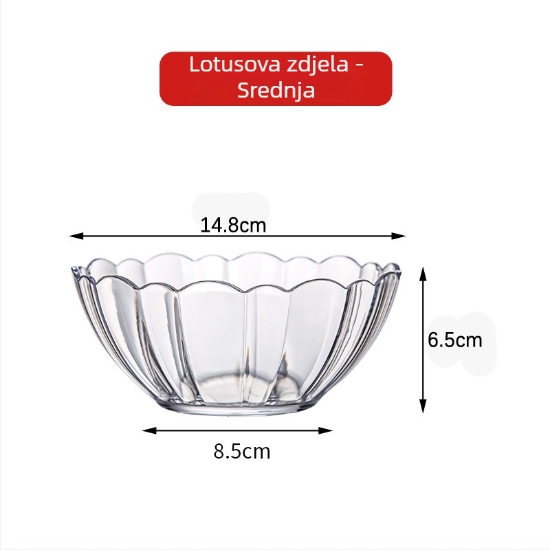 Akrilna zdjela za salatu, okrugla, za restorane, nije mikrovalna