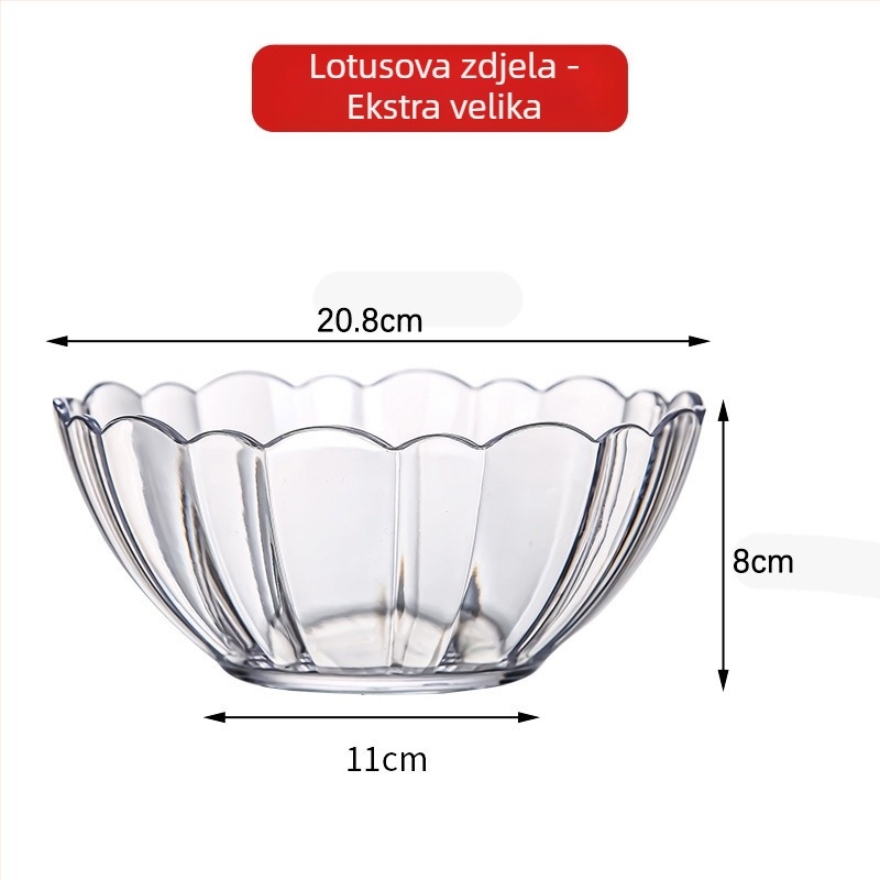 Akrilna zdjela za salatu, okrugla, za restorane, nije mikrovalna