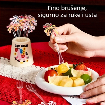 Voćna vilica s cvjetnim uzorkom, kreativni stil, prehrambena kvaliteta PET+ABS, mogućnost prilagođenog logotipa.