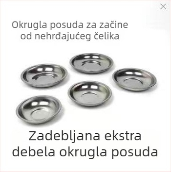 Debljeni nehrđajući čelični mali tanjur za dipove i začine, okrugli tanjur za grickice, za kućnu i vanjsku upotrebu.