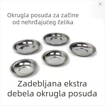 Debljeni nehrđajući čelični mali tanjur za dipove i začine, okrugli tanjur za grickice, za kućnu i vanjsku upotrebu.
