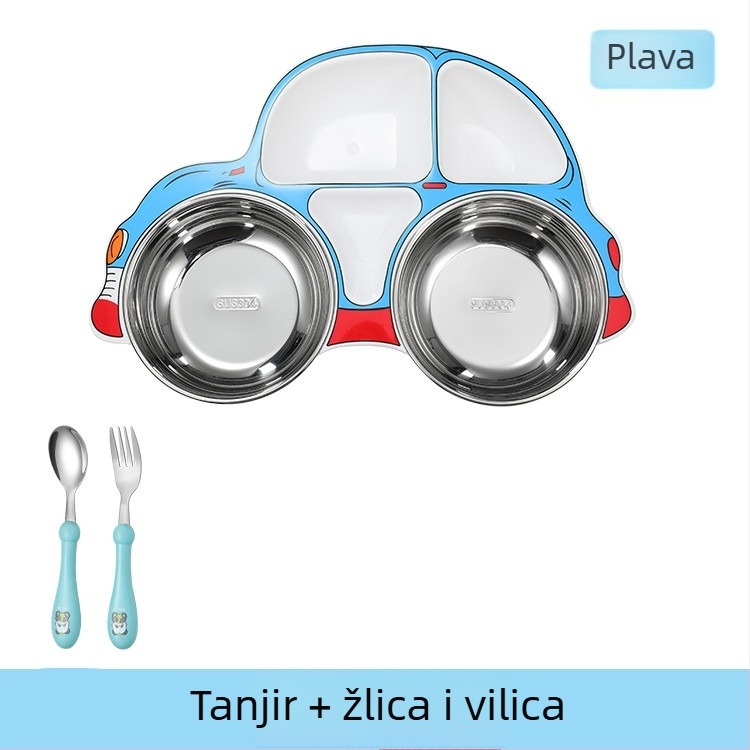 Chongsheng Nehrđajući čelik dječji tanjur za jelo, karikatura stil, svjež i sladak dizajn, za djecu od 12 mjeseci