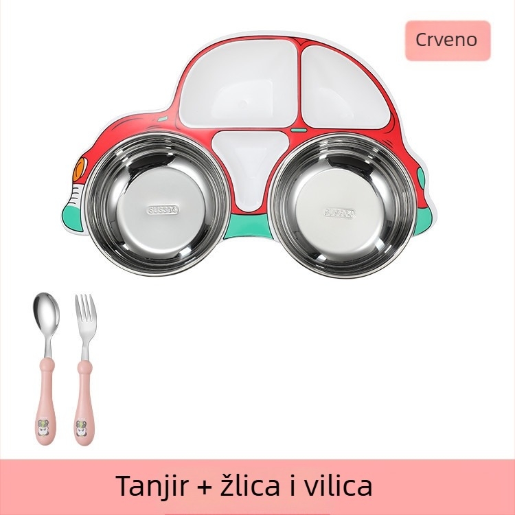 Chongsheng Nehrđajući čelik dječji tanjur za jelo, karikatura stil, svjež i sladak dizajn, za djecu od 12 mjeseci