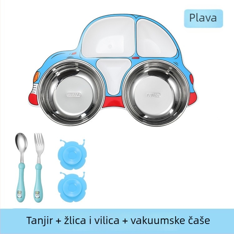 Chongsheng Nehrđajući čelik dječji tanjur za jelo, karikatura stil, svjež i sladak dizajn, za djecu od 12 mjeseci