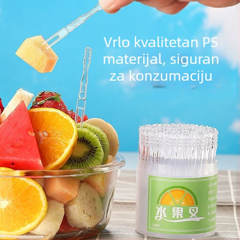  Vilica za voće u bambus stilu sa teksturom bambusa, debela, višenamjenska za kućnu i poslovnu upotrebu, prozirna vilica za tortu