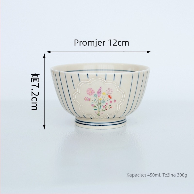 Maple Two keramički japanski retro set posuđa – tanjuri, zdjele za rižu i rezance; cvjetni uzorak; podglazurna boja + dekals visoke temperature; mikrovalna pećnica