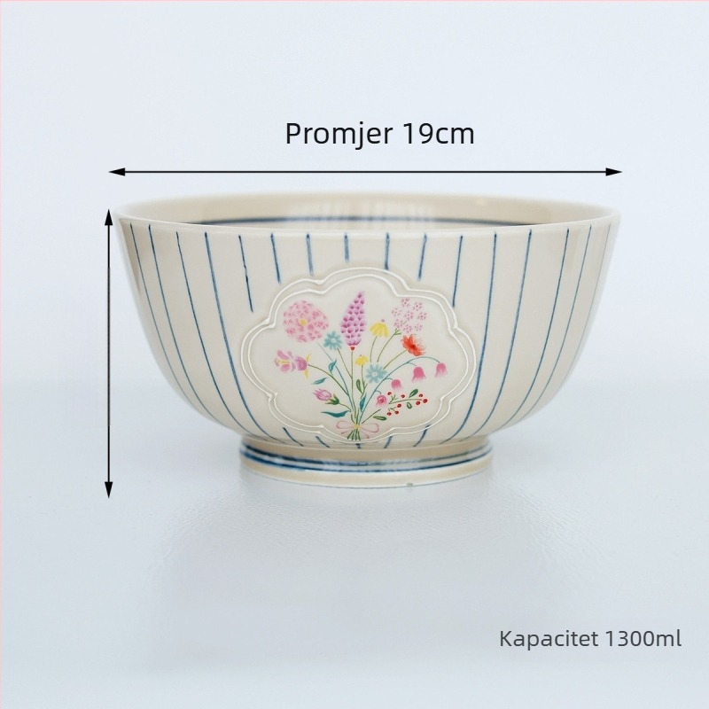 Maple Two keramički japanski retro set posuđa – tanjuri, zdjele za rižu i rezance; cvjetni uzorak; podglazurna boja + dekals visoke temperature; mikrovalna pećnica