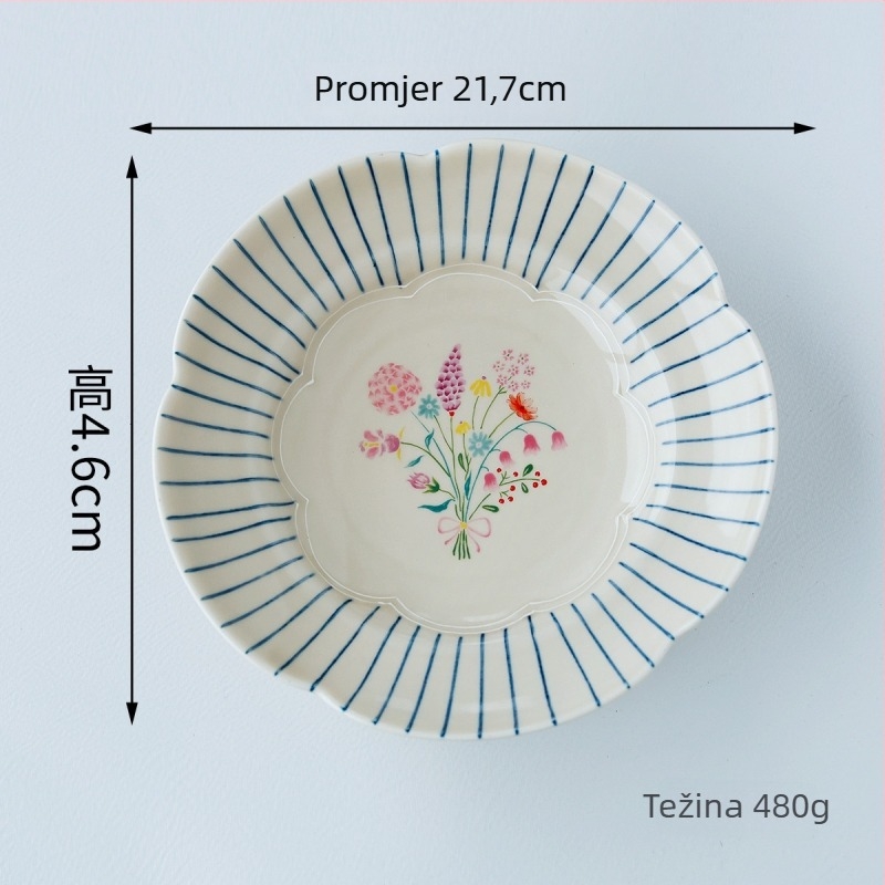 Maple Two keramički japanski retro set posuđa – tanjuri, zdjele za rižu i rezance; cvjetni uzorak; podglazurna boja + dekals visoke temperature; mikrovalna pećnica