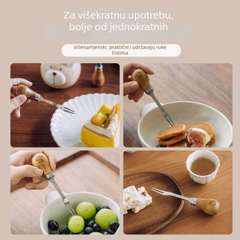 Set od 4 vilica od nehrđajućeg čelika 304, male vilice za voće, za kućnu upotrebu, koje stoje uspravno, prehrambena kvaliteta kućanskih potrepština