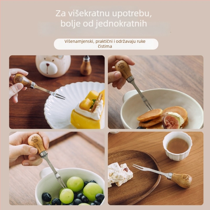 Set od 4 vilica od nehrđajućeg čelika 304, male vilice za voće, za kućnu upotrebu, koje stoje uspravno, prehrambena kvaliteta kućanskih potrepština