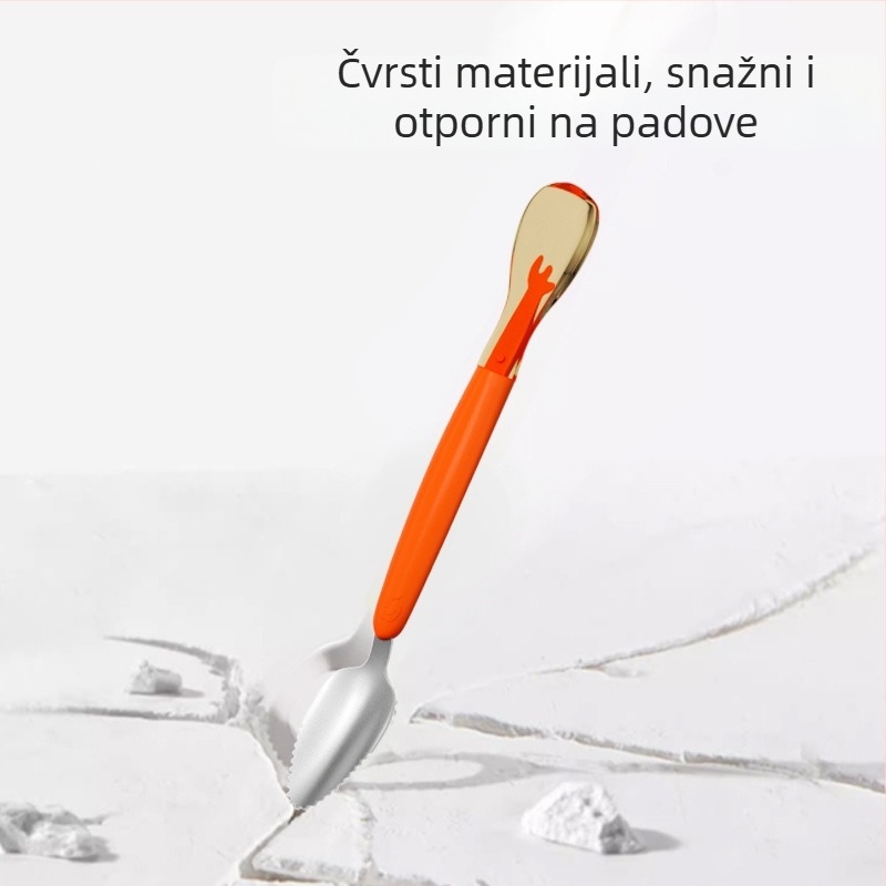 Silikonska dječja žlica s dvostrukom glavom za pire od voća, za djecu od 6 mjeseci, set od 1 kom.