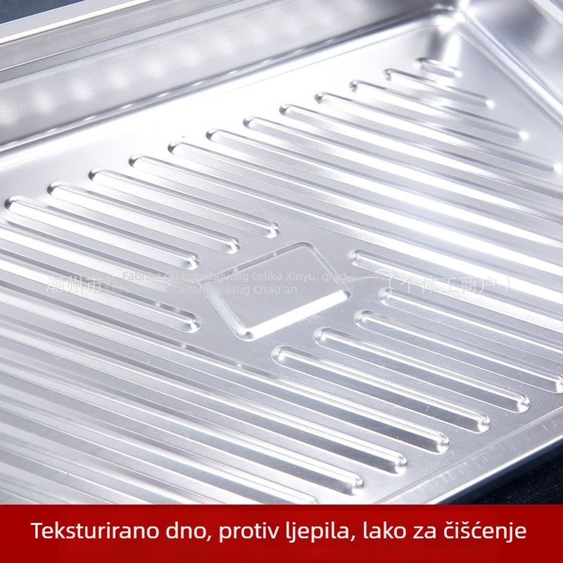 Kutija od nehrđajućeg čelika za knedle, pravokutna, s poklopcem, vodonepropusna, kapacitet 2,1–3 L, jednoslojna