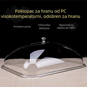 Pravokutni prozirni stakleni poklopac za hranu, otporan na visoke temperature, za kuhana jela, očuvanje svježine.