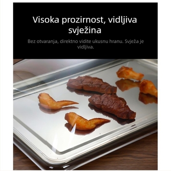 Pravokutni prozirni stakleni poklopac za hranu, otporan na visoke temperature, za kuhana jela, očuvanje svježine.