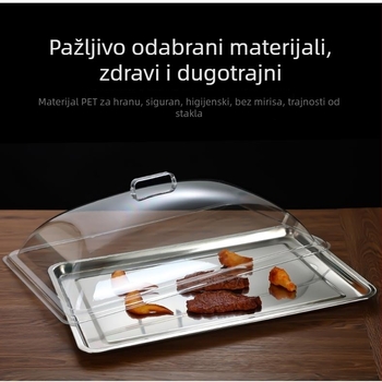 Pravokutni prozirni stakleni poklopac za hranu, otporan na visoke temperature, za kuhana jela, očuvanje svježine.