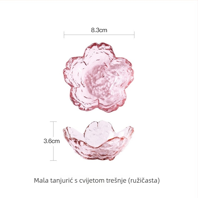 Staklena posuda za umake, japanskog stila, oblik cvijeta trešnje, cvjetni uzorak, otporno staklo na toplinu