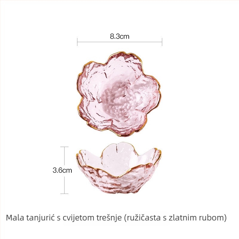 Staklena posuda za umake, japanskog stila, oblik cvijeta trešnje, cvjetni uzorak, otporno staklo na toplinu