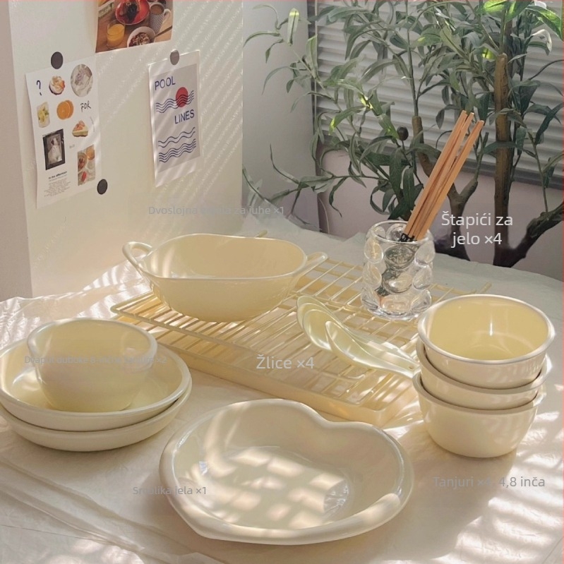 Set keramičkog posuđa od bone china — moderan minimalistički stil, mikrovalna pogodna, s tiskanim logom, brend Chuang Jian