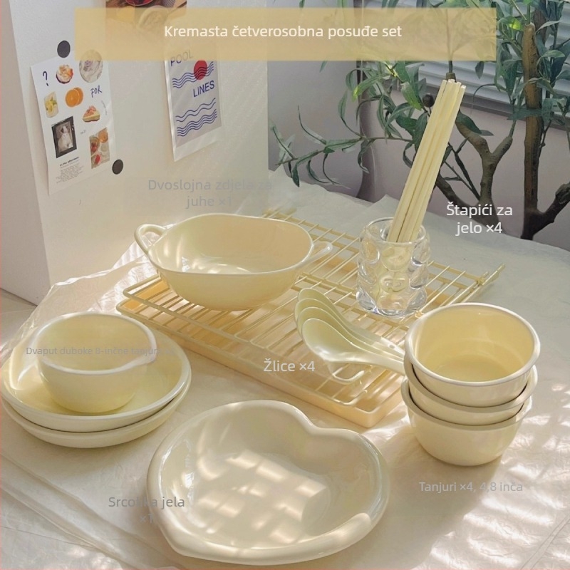Set keramičkog posuđa od bone china — moderan minimalistički stil, mikrovalna pogodna, s tiskanim logom, brend Chuang Jian