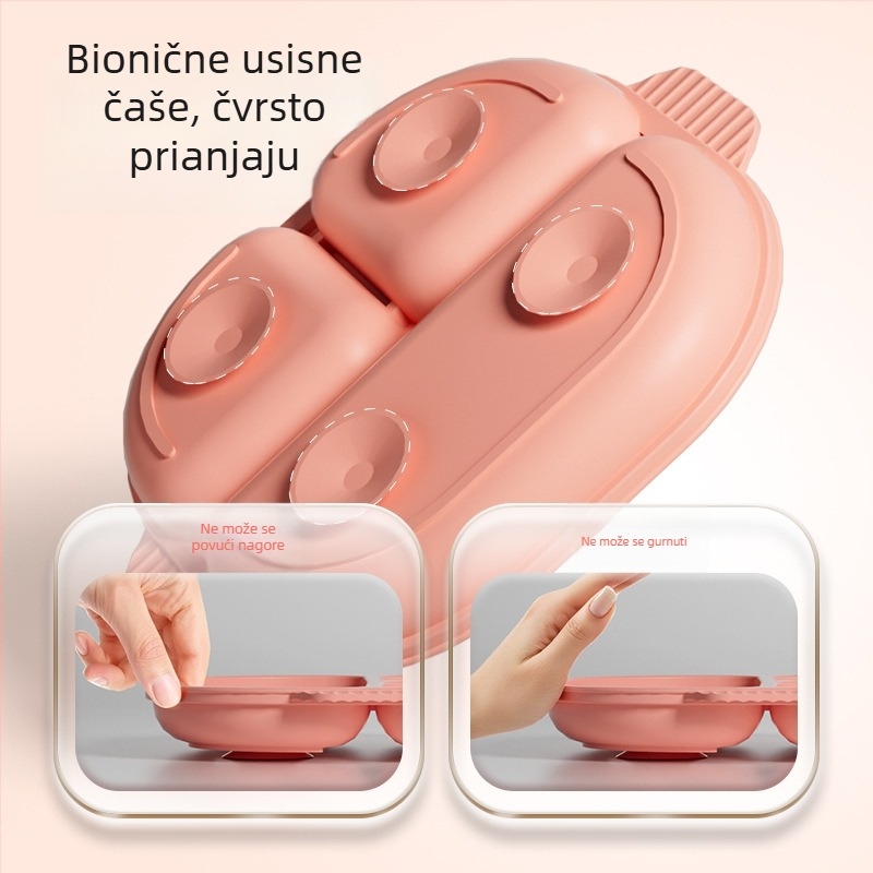 Set silikonskih tanjura za djecu s neklizajućom usisnom čašicom, otporan na visoke temperature, od 6 mjeseci