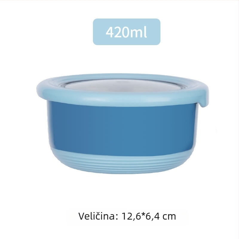 Bento kutija od nehrđajućeg čelika s poklopcem, nepropusna, okruglog oblika, kapacitet 800–1000 ml, kuhinjsko skladištenje