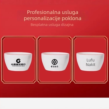 Keramički set zdjela i štapića za jelo – kvadratnog oblika, motiv jelena, zelena i narančasta, moderan minimalistički stil, poklon za vjenčanja i posebne prigode