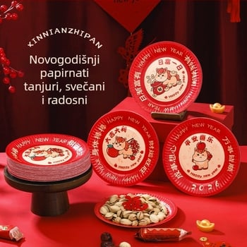 Jednokratne ploče od celuloze šećerne trstike, biorazgradive, okrugle, set za vanjske roštilje i rođendanske torte