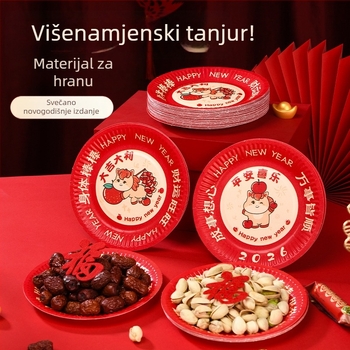 Jednokratne ploče od celuloze šećerne trstike, biorazgradive, okrugle, set za vanjske roštilje i rođendanske torte